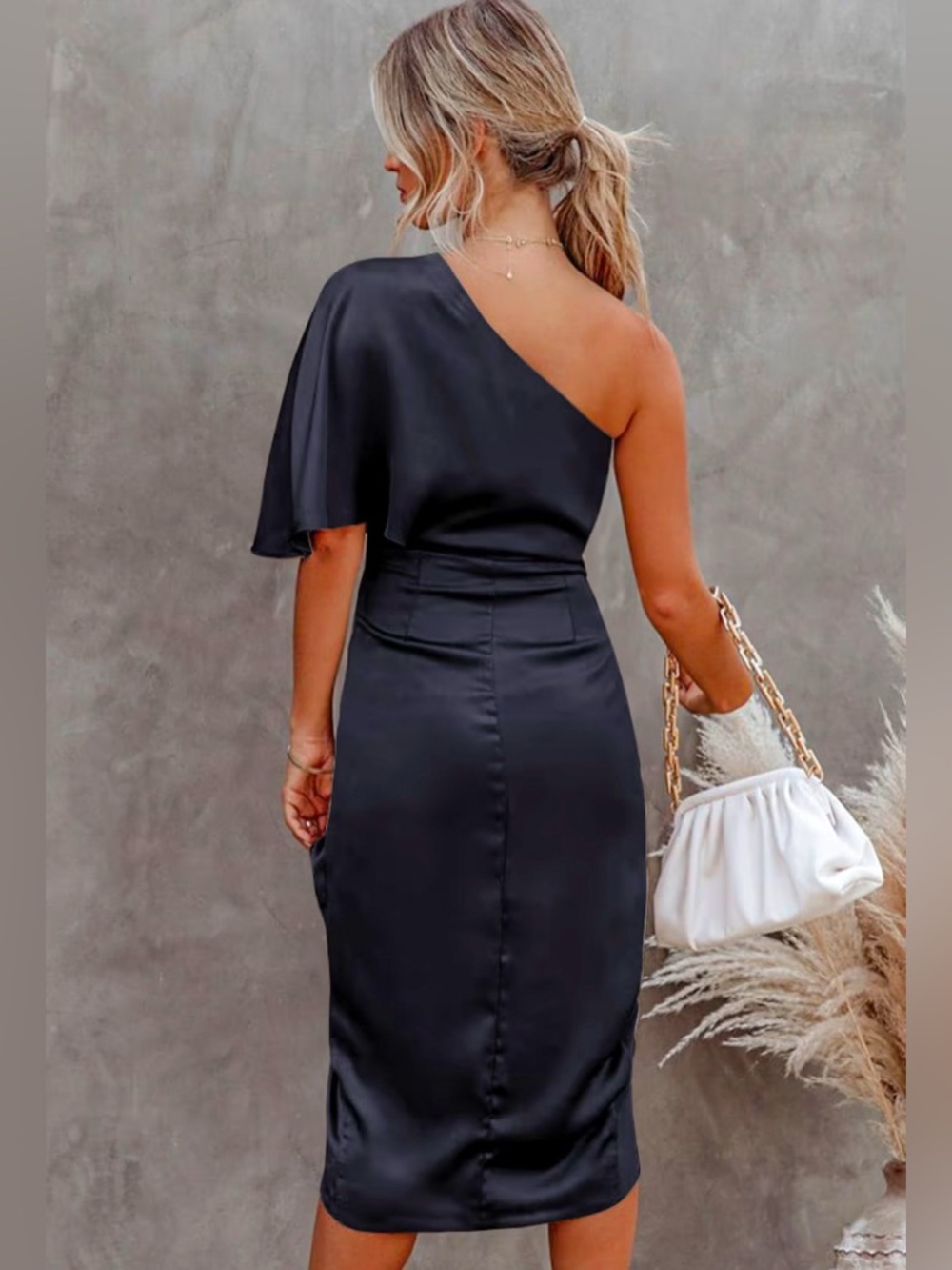 Cupshe Evonne Navy One-Shoulder Dress NWT — Small